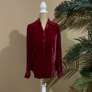 J Jill Velvet Red Blouse Top